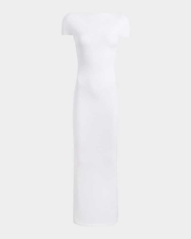 Basile High-Neck Cap-Sleeve Maxi Dress